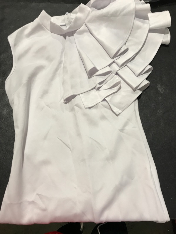 Photo 1 of [Size L] XXTAXN Women's Cocktail Bodycon Ruffle Sleeveless Formal Midi Pencil Dress White Large