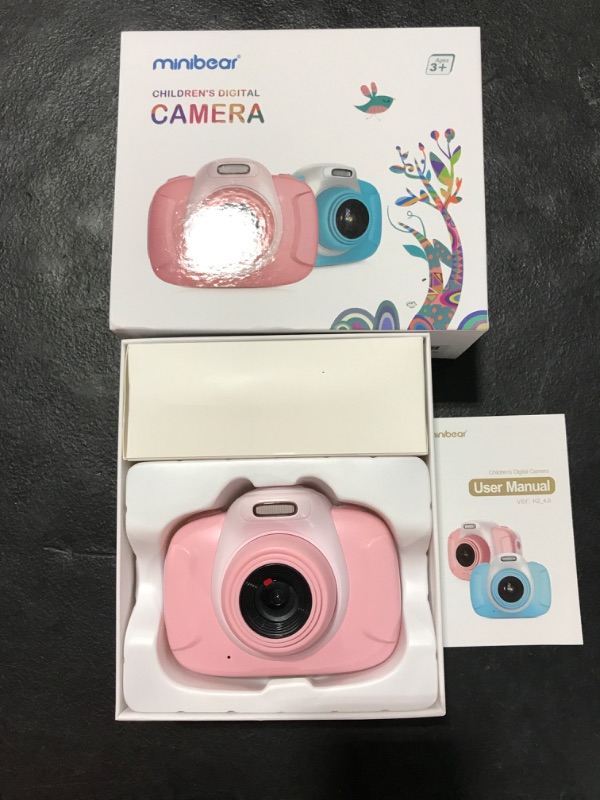 Photo 2 of MINIBEAR Kids Digital Camera for Toddler Girls Toy Camera Kids Video Camera, Children Selfie Camera 2.4 Inch IPS Screen Mini Kids Camcorder Video Recorder with 16GB SD Card - Pink