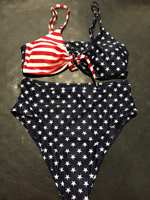 Photo 1 of [Size XS] Blooming Jelly Womens High Waisted Bikini Set Tie Knot High Rise Two Piece Swimsuits Bathing Suits X-Small USA