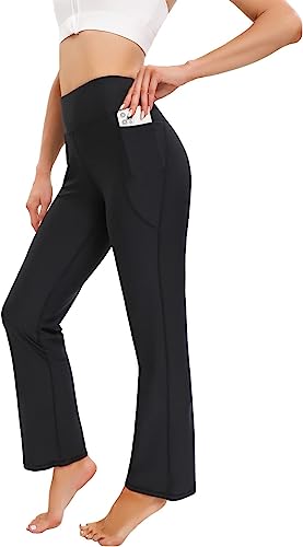 Photo 1 of [Size L] FOPNEW Bootcut Yoga Pants for Women with Pockets High Waisted Workout Pants for Women Bootleg Work Pants- Black