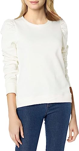 Photo 1 of [Size S] Cable Stitch Women's Puff Shoulder Sweatshirt Top Ivory Small
