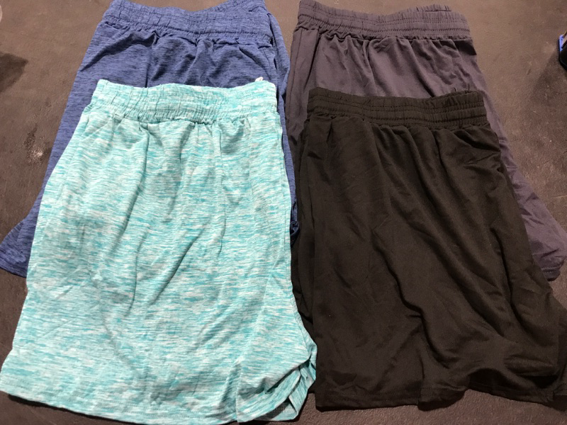 Photo 2 of [Size 2XL] Real Essentials 4 Pack: Womens Active Athletic Performance Dry-Fit Shorts with Zipper Pockets