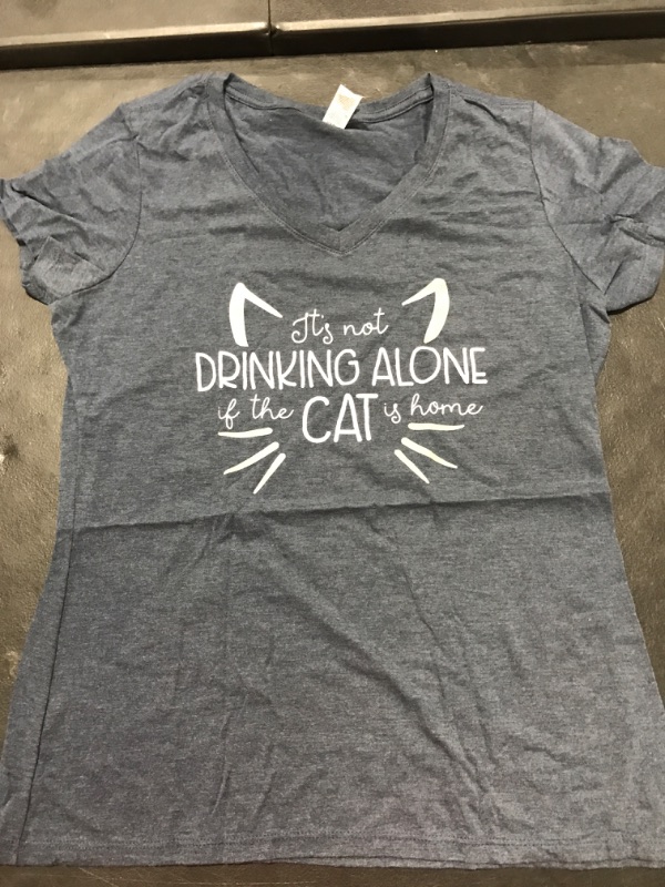 Photo 1 of [Size L] Ladies Tee- Not Drinking Alone- Blue/Gray