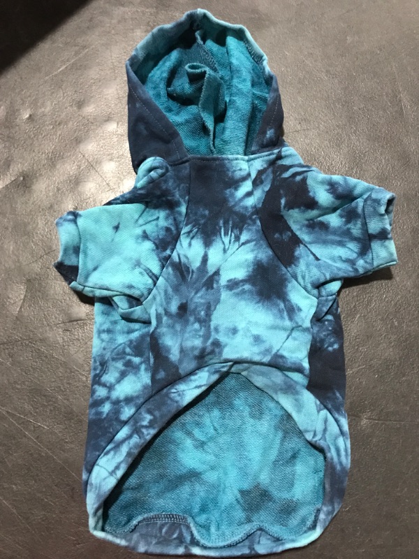 Photo 2 of [Size S] Fitwarm Tie Dye Dog Hoodie Puppy Sweatshirt Pocket Doggie Winter Clothes Sweatshirt Pet Hooded Coat Cat Jackets Apparel Azure Blue 