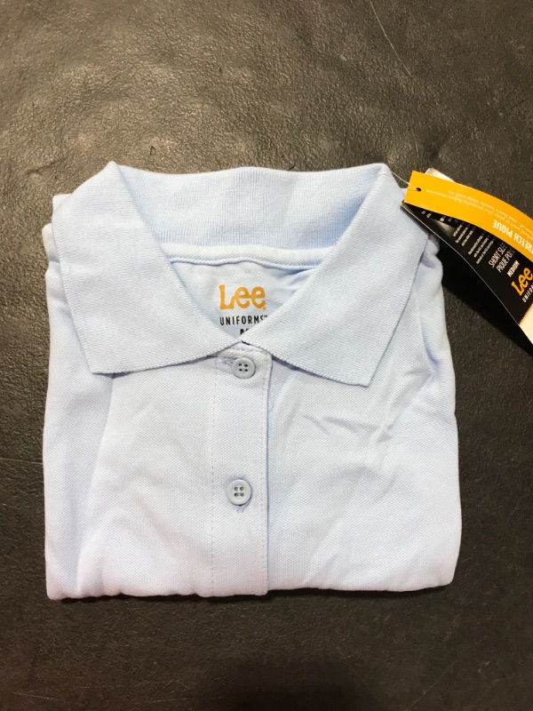 Photo 2 of [Size M] Lee Uniforms Juniors' Stretch Pique Polo Shirt Medium Light Blue