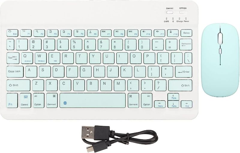 Photo 1 of Ultra Slim Bluetooth Keyboard Mouse Combo,10 Inch Rechargeable Portable Wireless Keyboard Mouse Set,Ultra Thin Quiet DPI Ergonomic Mouse,for Tablet,Phone(Green)
