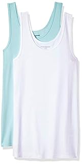 Photo 1 of [Size M] Amazon Essentials Women's Slim-Fit Tank, Pack of 2, Aqua Blue/White, Medium