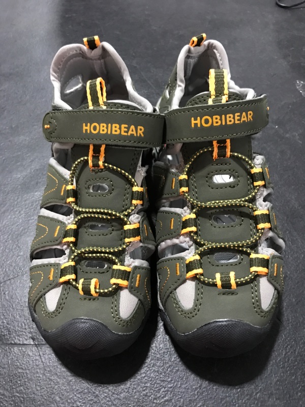 Photo 2 of [Size 1.5-2] HOBIBEAR Boys Girls Sport Water Sandals Closed-Toe Outdoor 2 Little Kid Dark Green