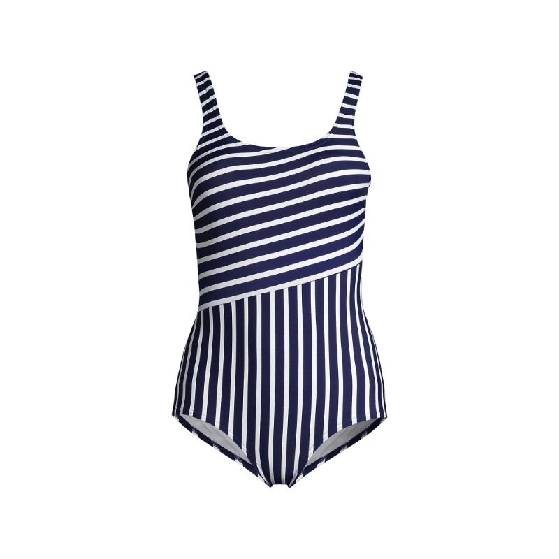 Photo 1 of [Size 16] Lands end 1pc Striped Swimsuit- Blue and White