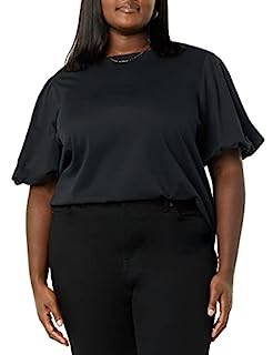 Photo 1 of [Size 3XL] Amazon Aware Women's Organic Cotton Jersey Puff Sleeve Crewneck To- Black