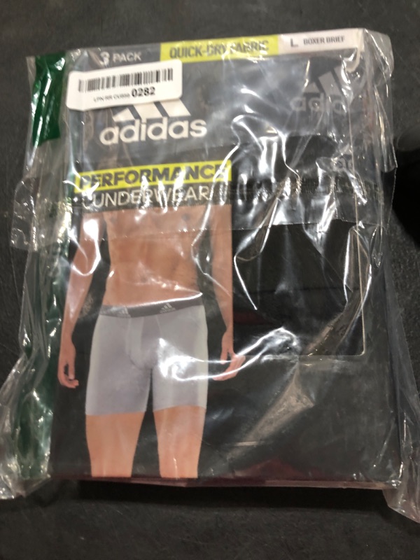 Photo 1 of adidas Men's Performance Boxer Brief Underwear (3-Pack) Large Black/Light Onix Grey