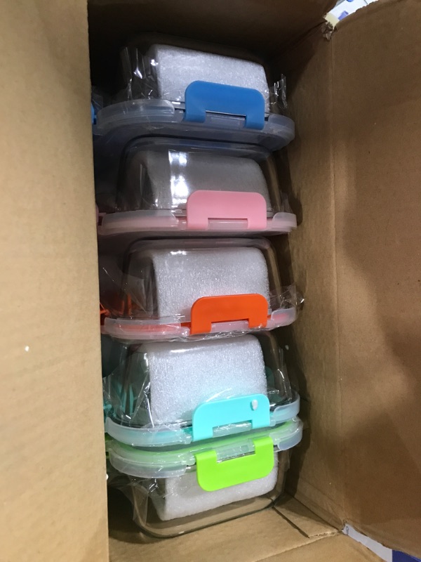 Photo 2 of [10-Pack] Glass Food Storage Containers (A Set of Five Colors), Meal Prep Containers with Lids for Kitchen, Home Use - Airtight Glass Lunch Boxes