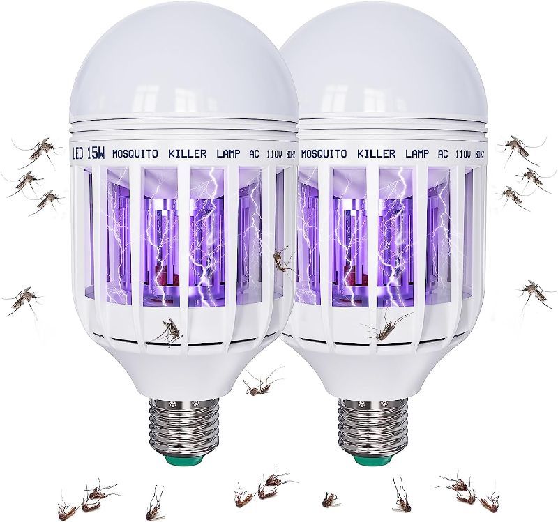 Photo 1 of 2 Pack Bug Zapper Light Bulbs, Mosquito Light Bulb Zapper 2 in 1 Mosquito Zapper Bulb UV LED Bug Light Bulbs for Patio and Indoor
