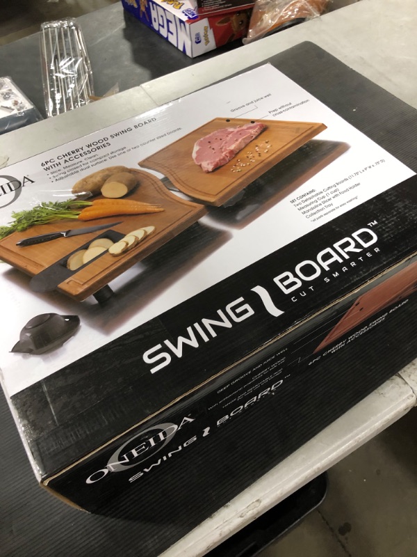 Photo 3 of SwingBoard Cherry Wood Cutting Board, 6 Piece Set, Meal Prep Station