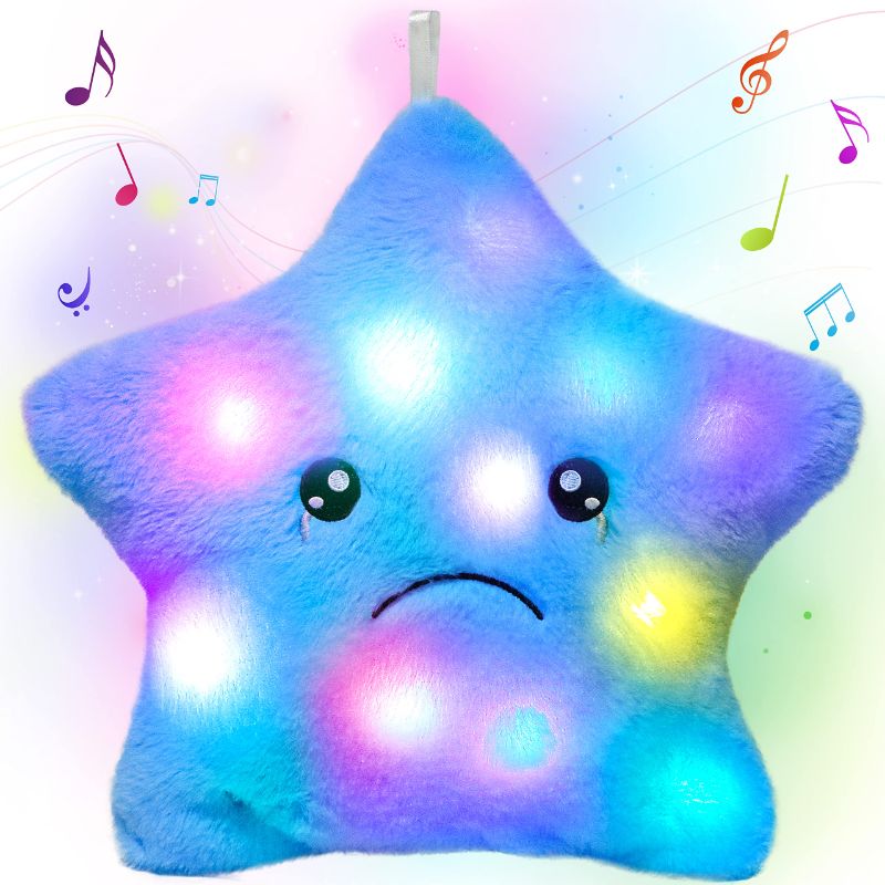 Photo 1 of Cuteoy Musical Blue Star Pillow Glow Twinkle Star Lullaby Light up Stuffed LED Toys