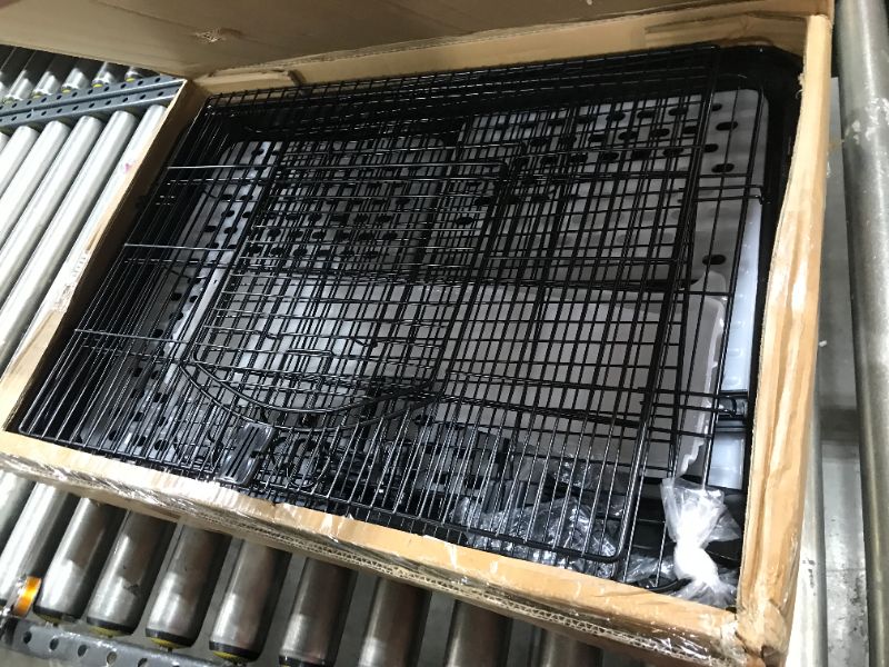 Photo 2 of 26" Rabbit Cage Carry with Pull Out Tray and Caster Size: L25 XW17 XH21 (Black)
