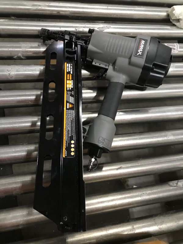 Photo 2 of NuMax SFR2190 Pneumatic 21 Degree 3-1/2" Full Round Head Framing Nailer Ergonomic and Lightweight Nail Gun & B&C Eagle Round Head 2-3/8-Inch x .113 x 22 Degree Bright Shank Collated Framing Nails 21° Full Head Framing Nailer Nail Gun + Nails, 2-3/8-Inch