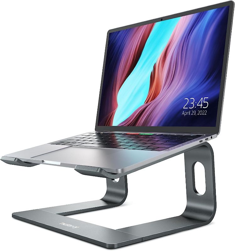 Photo 1 of Nulaxy Laptop Stand, Ergonomic Aluminum Laptop Mount Computer Stand for Desk, Detachable Laptop Riser Notebook Stand Compatible with MacBook Air Pro, Dell XPS, More 10-16" Laptops - Gray
