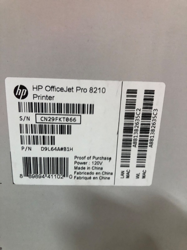 Photo 3 of HP OfficeJet Pro 8210 Wireless Color Printer (D9L64A) with and Instant Ink $5 Prepaid Code Printer + Instant Ink