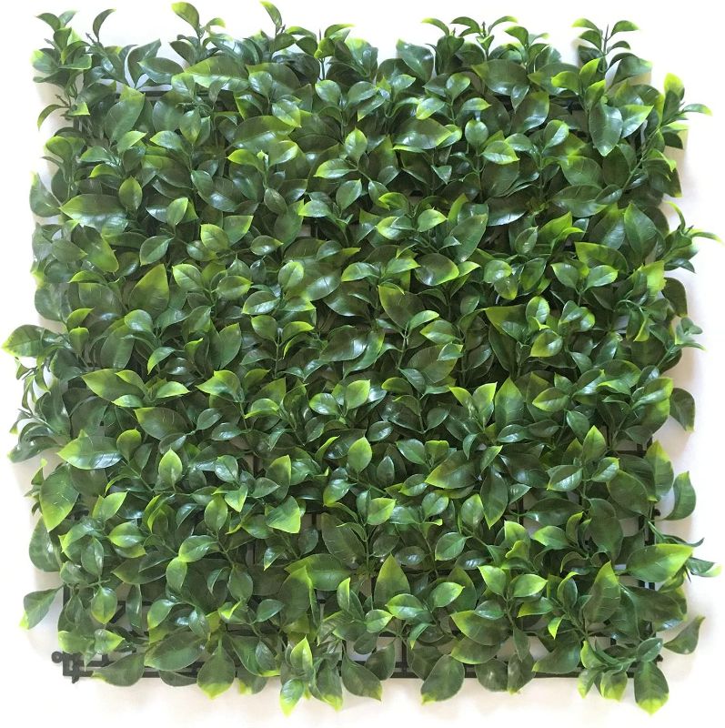 Photo 1 of  Boxwood Panels 12 Pieces of Faux Hedge Wall Backdrop, 12 x 12 Inch Green Boxwood Wall Mat for Outdoor Balcony Garden Fence Screen and Indoor Wall Decoration,A,24 pcs