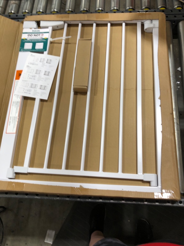 Photo 1 of Babelio 26-29 Inch Easy Install Baby Gate with Door, Fit for Narrow Doorways, Auto-Close Design, No Drilling, Pressure Mounted, Safety Gate w/Door for Child and Pets (White)