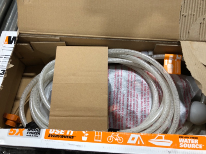 Photo 2 of WORX Hydroshot 20V Power Share 320 PSI Portable Power Cleaner -WG620 (Battery & Charger Included) w/ 20V 4.0Ah Battery & Charger Black/Orange