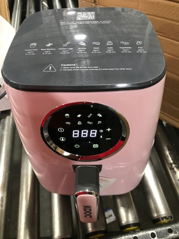 Photo 2 of [BUDDY GROUP] KOOC Large Air Fryer with Accessories, 4.5-Quart Electric Hot Oven Cooker, Free Cheat Sheet, LED Touch Digital Screen, 8 in 1, Customized Temp/Time, Nonstick Basket, Pink 4.5 Quart Pink with Accessory