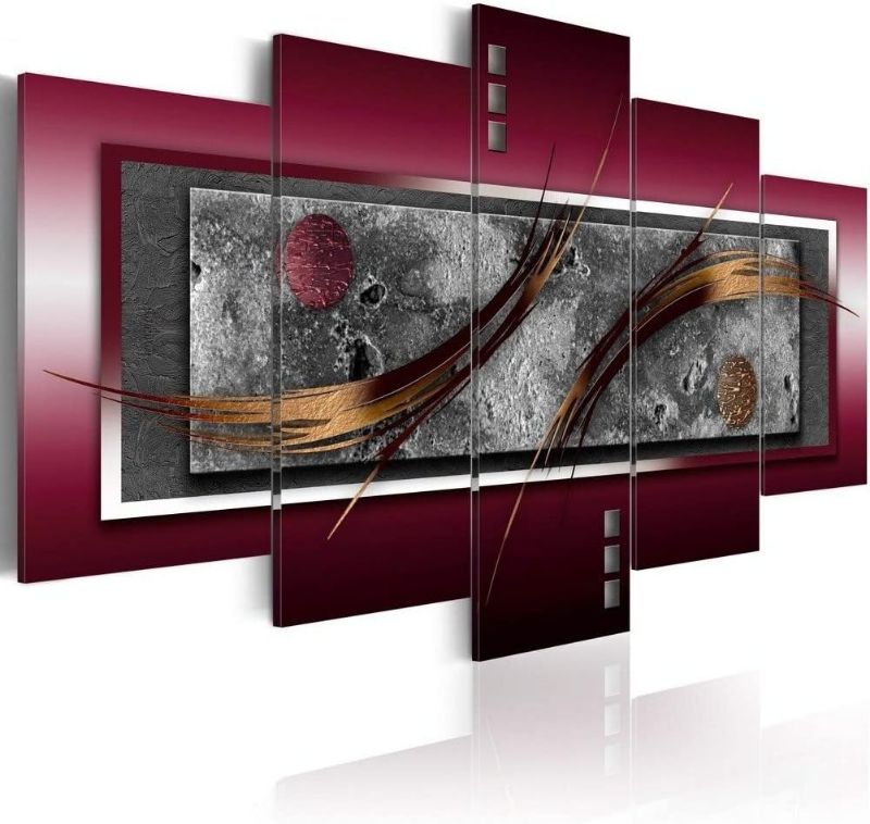 Photo 1 of Abstract Canvas Prints Wall Art Burgundy Elegance Picture Contemporary 5 Piece Painting Home Decor Framed Giclee Artwork Decoration for Bedroom (CL06, Large W60” x H30”)
