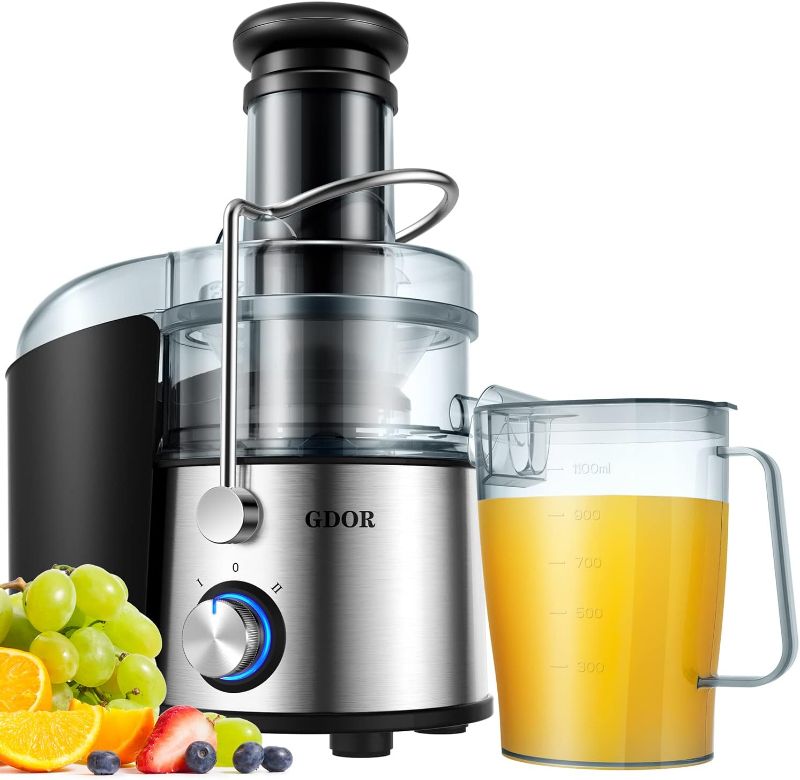 Photo 1 of 1200W GDOR Juicer with Titanium Enhanced Cut Disc, Larger 3” Feed Chute Juicer Machines for Whole Fruits and Vegetables, Centrifugal Juicer with 40 Oz Juice Pitcher, BPA-Free, Easy to Clean, Silver
