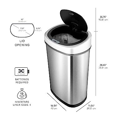 Photo 1 of  13.2 gal Motion Sensor Trash Can Combo, Fingerprint-Resistant Stainless Steel
