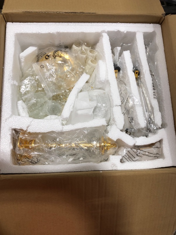 Photo 1 of AGV LIGHTING Modern Chandelier Light Fixture, Crystal Pendant Raindrop Chandelier, Maria Theresa Brass Crystals Chandelier with 6-Lights, D20 X H18, Adjustable Chain Max 39"