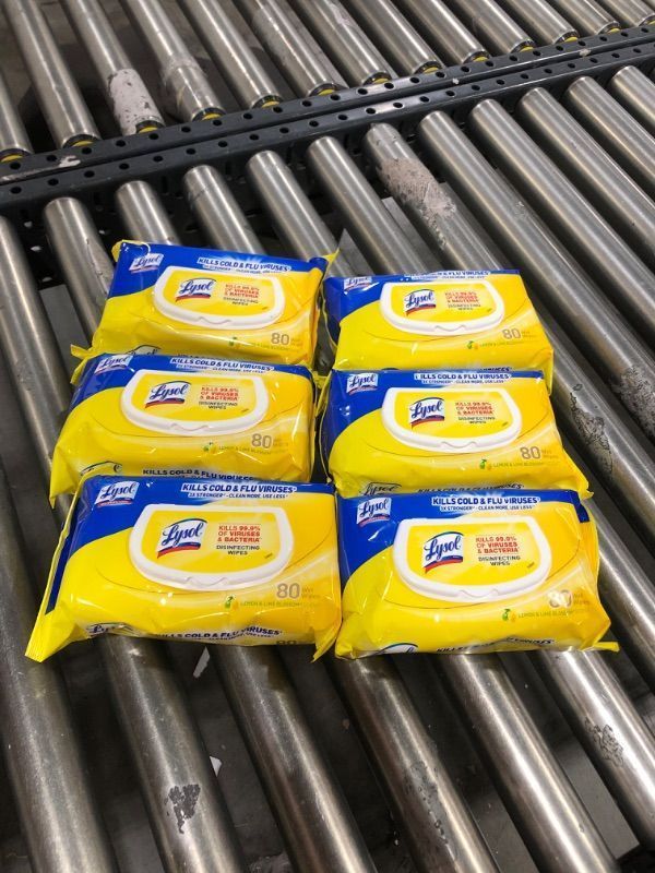 Photo 1 of Lysol Disinfectant Handi-Pack Wipes, Multi-Surface Antibacterial Cleaning Wipes, for Disinfecting and Cleaning, Lemon and Lime Blossom, 480 Count (Pack of 6)