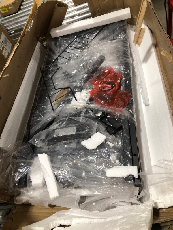 Photo 1 of HOOBRO Bakers Rack with Power Outlet, Microwave Stand with Mesh Basket, Coffee Station with 4 S-Shaped Hooks, Kitchen Shelf, for Kitchen, Living Room, Coffee Bar Station, Black BB05HB01 Black Steel + Particleboard