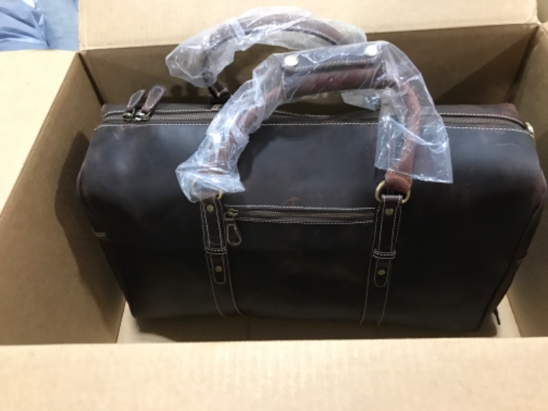 Photo 1 of 30 Inch Expandable Leather Travel Duffle Bag | Gym Sports Bag Airplane Luggage Carry-On Bag | Gift for Father's Day By Aaron Leather Goods Aegean Black