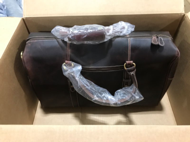 Photo 1 of 30 Inch Expandable Leather Travel Duffle Bag | Gym Sports Bag Airplane Luggage Carry-On Bag | Gift for Father's Day By Aaron Leather Goods Aegean Black