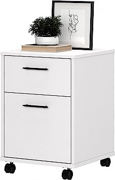 Photo 1 of VASAGLE 2-Drawer File Cabinet, Filing Cabinet for Home Office, Small Rolling File Cabinet, Printer Stand, for A4, Letter-Size Files, Hanging File Folders, Modern Style, Greige and Black UOFC040B02 WHITE
