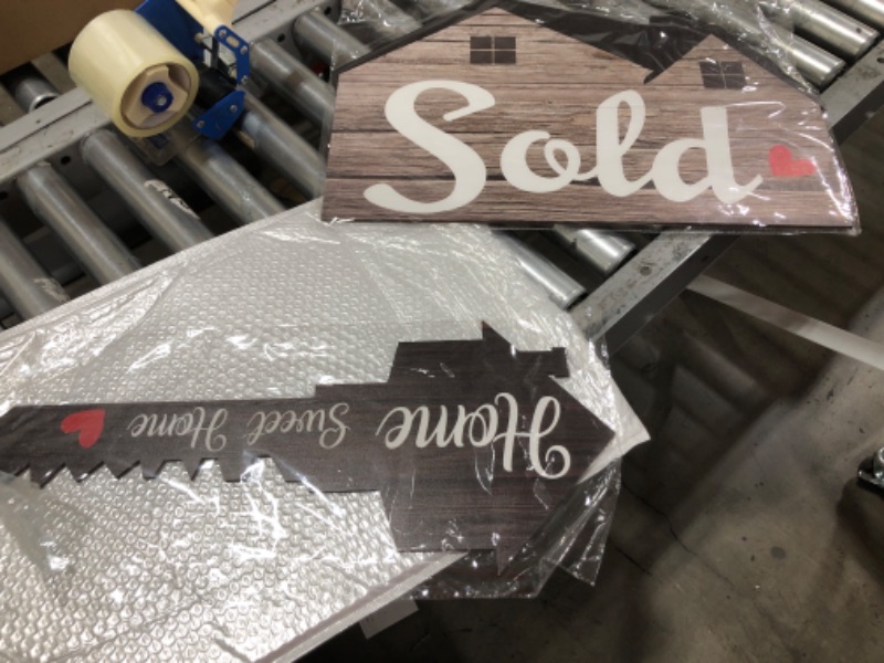 Photo 4 of 2 PCS Extra Large Real Estate Sold Signs, Wooden We Said Yes to the Address Sign House Shaped and Home Sweet Home Key Shaped Prop Signs, Social Media Photo Props, Closing Gifts for Homeowner Realtors X-Large