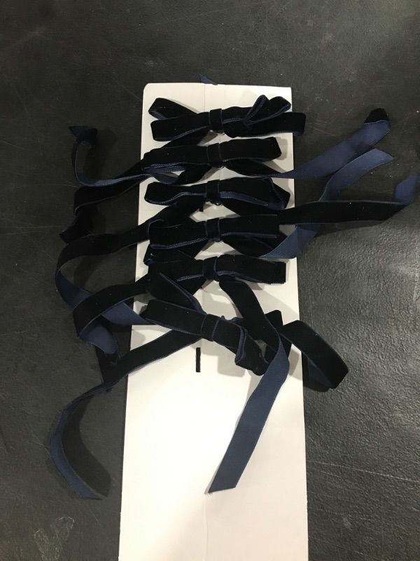 Photo 1 of 6 Dark blue velvet ribbon bows on alligator clips
