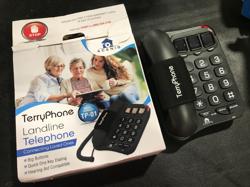 Photo 2 of Big Button Phone for Seniors - Corded Landline Telephone - One-Touch Dialling for Visually Impaired - Amplified Ringer with Loud Speaker for Hearing Impaired, Ergonomic Non-Slip Grip Grey
