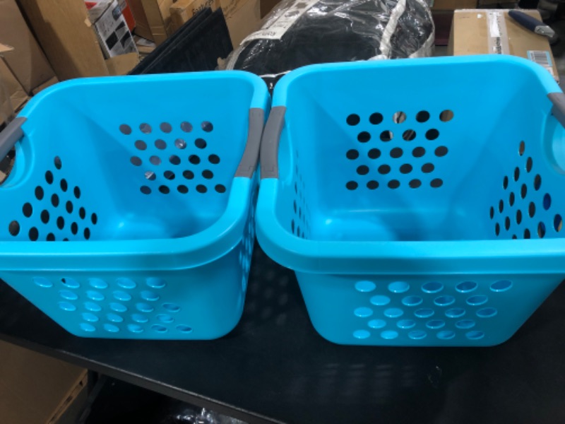 Photo 1 of 2 SQUARE BLUE LAUNDRY BASKETS 17"X17"