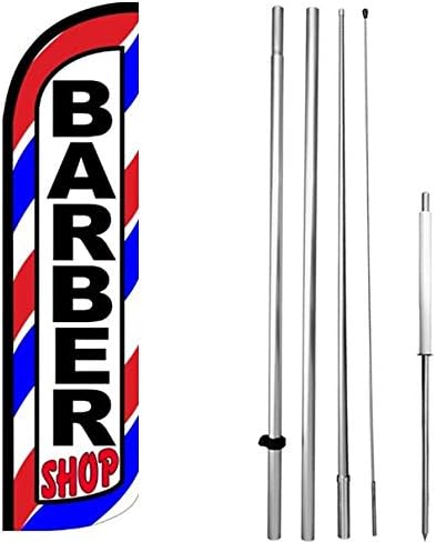 Photo 1 of 4 Less Co BARBER SHOP Windless Feather Swooper Flag Banner Sign 15 Ft Tall Pole Kit wq003-h 
