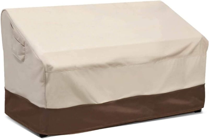 Photo 1 of  Heavy Duty Patio Bench Cover, 100% Waterproof Outdoor Sofa Cover, Lawn Patio Furniture Covers with Air Vent, ), Beige & Brown UNKNOWN FIT (STOCK PHOTO FOR REFERENCE ONLY) 