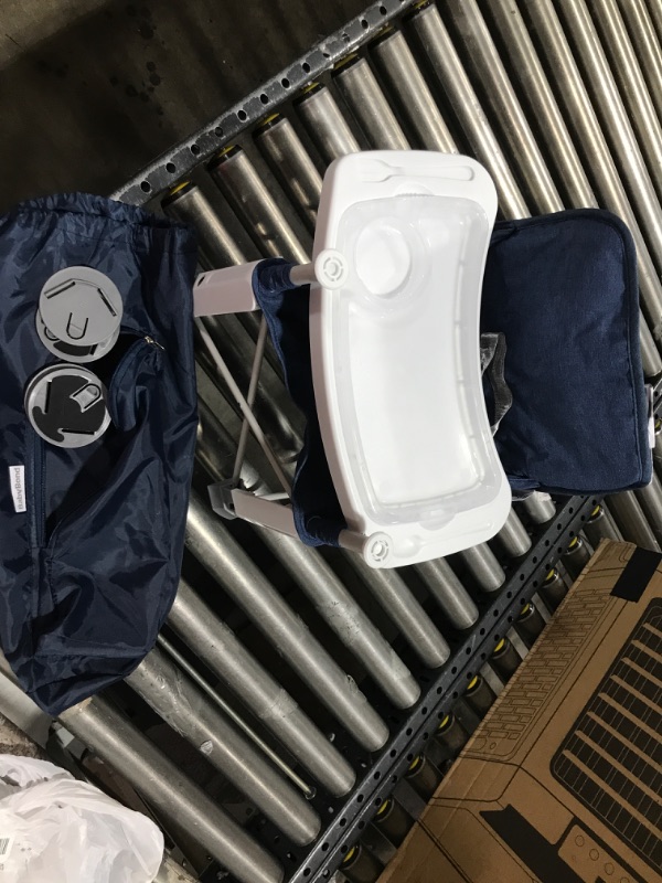 Photo 1 of Baby Travel Booster Seat with Double Tray, BabyBond Upgraded Toddler Portable Baby Chair, Booster Seat for Dining Table, Stable and Foldable Booster Baby Chair for Indoor/Outdoor use (Denim Blue)
