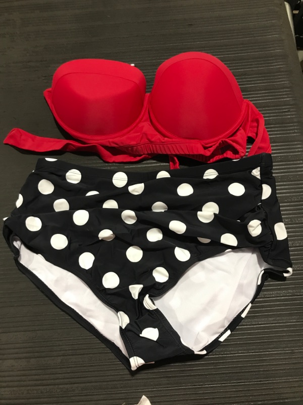 Photo 2 of Angerella Women Vintage Polka Dot High Waisted Bathing Suits Bikini Set X-Large 1-new Size-red