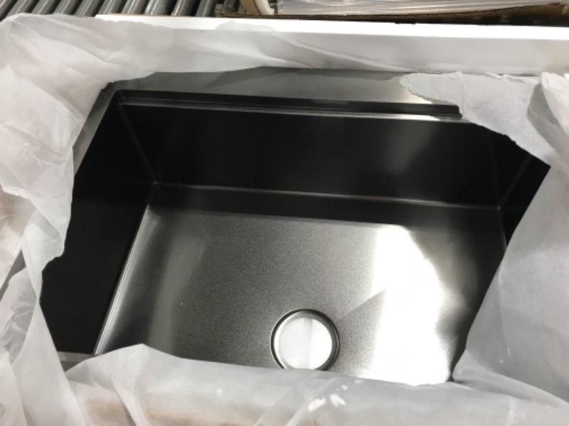 Photo 5 of 30 Black Farmhouse Sink-VASOYO 30x22 Gunmetal Black Farmhouse Kitchen Sink Flat Apron Front Kitchen Sink Workstation Sink 16 Gauge Stainless Steel Single Bowl Farm Sink 30"x22"x10" Matte Black