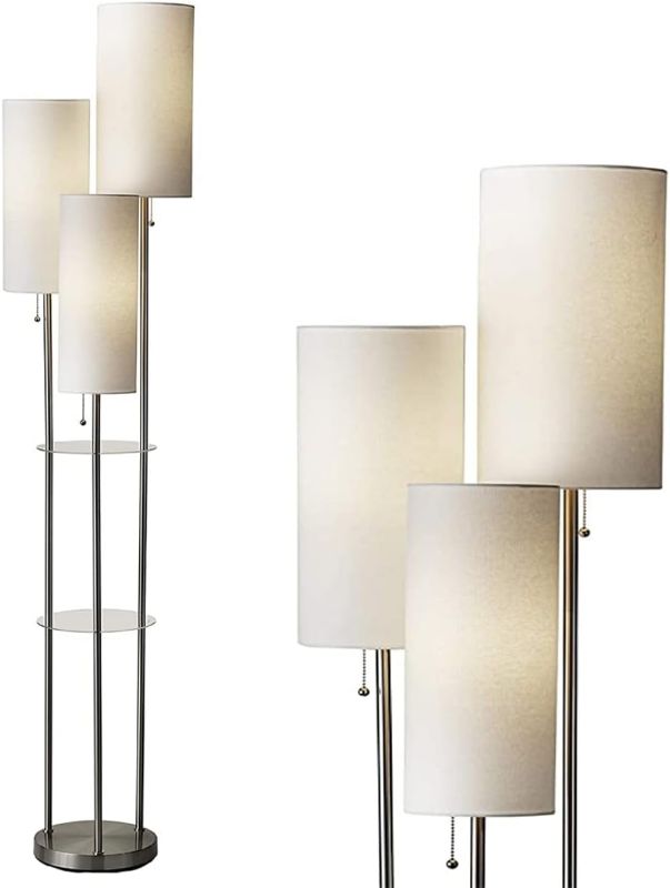 Photo 1 of Adesso Trio Floor Lamp,, Brushed Steel (STOCK PHOTO FOR REFERENCE ONLY) 