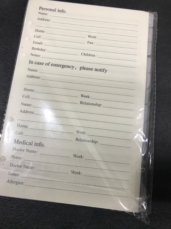 Photo 1 of Address Book Refill Pages (212 Replacement Pages for Addresses, Birthday, Email, Notes) Durable Dividers with Alphabetical Tabs Large Print 576 Contacts Refillable Pages Fits A5 6-Ring Binder 