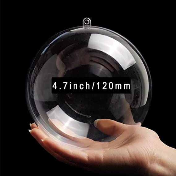 Photo 1 of 120MM Large Christmas Clear Baubles Transparent 5PCS DIY Plastic Ball for Christmas Wedding Decorations Party Decor (12, Clear)
