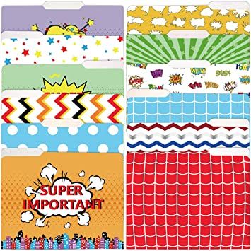 Photo 1 of 12 Colorful Super File Folders Bright Pattern File Folder Letter Size for Office Document Paper Organizers Business Gifts
