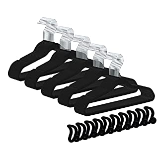 Photo 1 of 50+10 Pack Non-Slip Children's Clothes Hangers Velvet Hangers Space Saving Hangers 15~20LBS Heavy Duty Hangers 13.8" (B09VY6SFV9)
